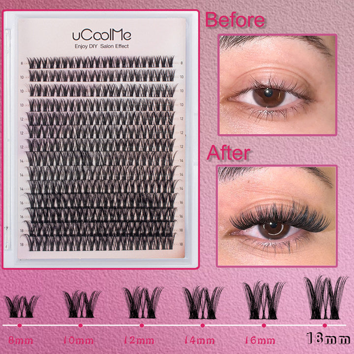 Pestañas postizas DIY Flora Lash Clusters de uCoolme, de 8 a 18 mm de largo, con rizo en forma de D, para maquillaje de ojos (049 Flora)