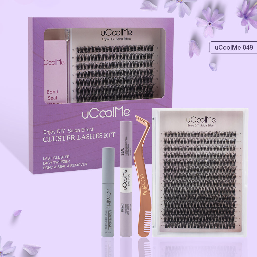 uCoolme Flora Lash Clusters DIY Lashes Extensions Kit 8-18mm Length D curl Eye Makeup (049 Flora) Wispy
