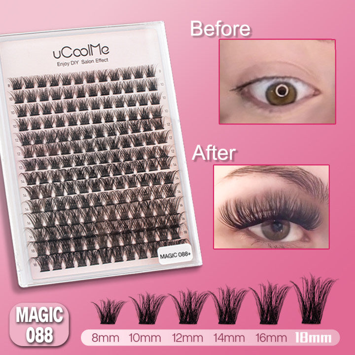 uCoolme Magic Volume Lash Clusters DIY Lashes 8-18mm Length D curl Eye Makeup (088 Magic)