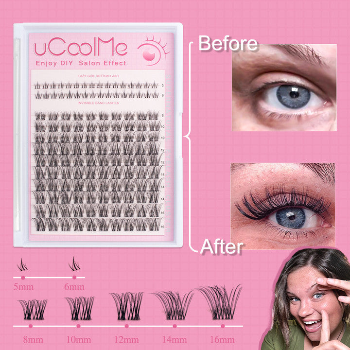 uCoolMe Invisible Band Lazy Girl Venus Style With Bottom Cluster Lashes Kit (Invisible Band Lazy Girl & Venus)