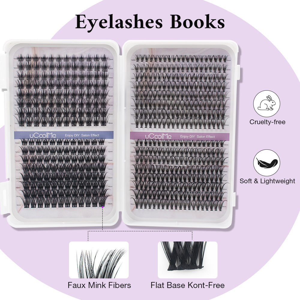 【Ultra-Large】uCoolMe Lashes, Individual Lashes Book Clusters DIY at home (001)