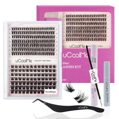 uCoolMe Short Size Lashes Clusters Eyelashes Extension 8-12mm (Flora+Magic) Lashes kit