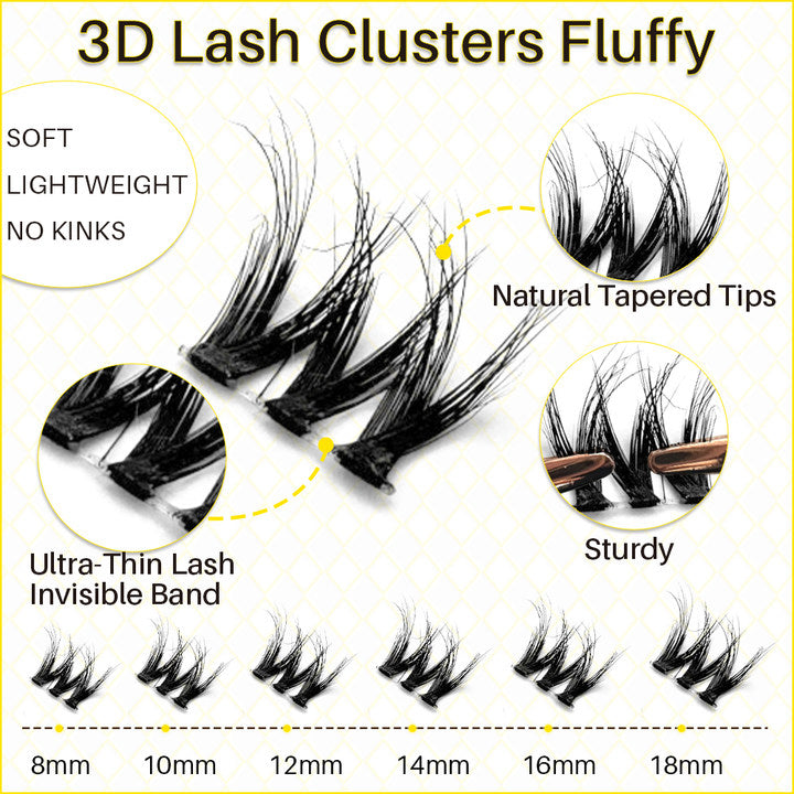 Kit de extensiones de pestañas 3D esponjosas de 8 a 18 mm (LYRA) de uCoolMe Eco-Lifelike Lyra Lashes 