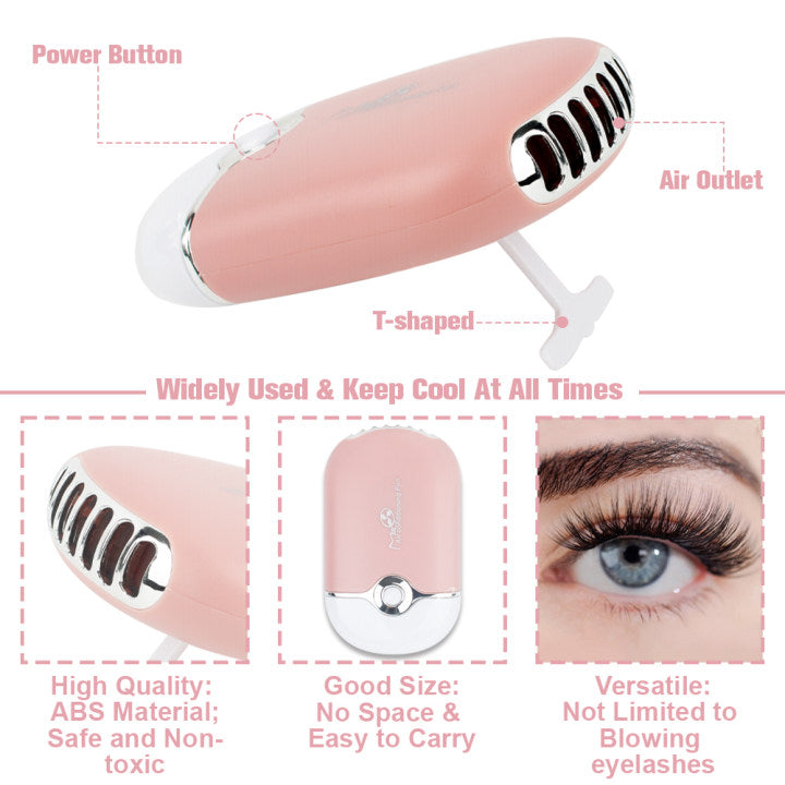 uCoolMe Eyelash Extension Cleanser Shampoo for Extensions, USB Mini Portable Fan Rechargeable Electric Handheld Air Conditioning Remover