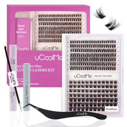 uCoolMe Short Size Lashes Clusters Eyelashes Extension 8-12mm (Flora+Magic) Lashes kit