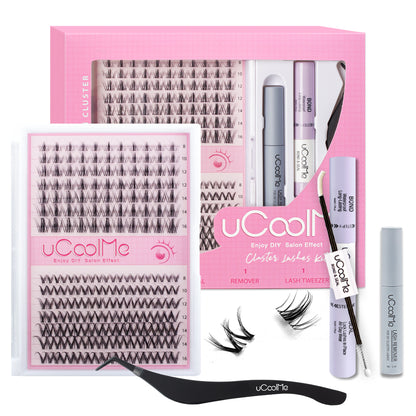 uCoolMe ENVY &amp; BELLA Lashes Clusters C Curl 140 Pcs Manga Anime Eyelashes Extension 8-18mm (ENVY+BELLA) Lashes kit