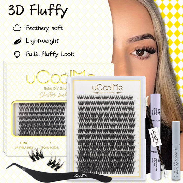 Kit de extensiones de pestañas 3D esponjosas de 8 a 18 mm (LYRA) de uCoolMe Eco-Lifelike Lyra Lashes 