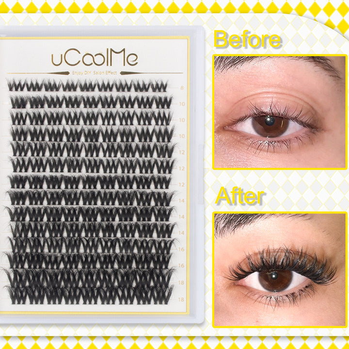 uCoolMe Eco-Lifelike Lyra Lashes Clusters 3d Fluffy Eyelashes Extension 8-18mm (LYRA) Lashes kit