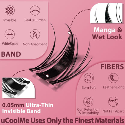 Fairy uCoolMe Lashes Clusters Kit 8-18mm C Curl 140 Pcs Manga Anime Eyelashes Extension Kit (Fairy)