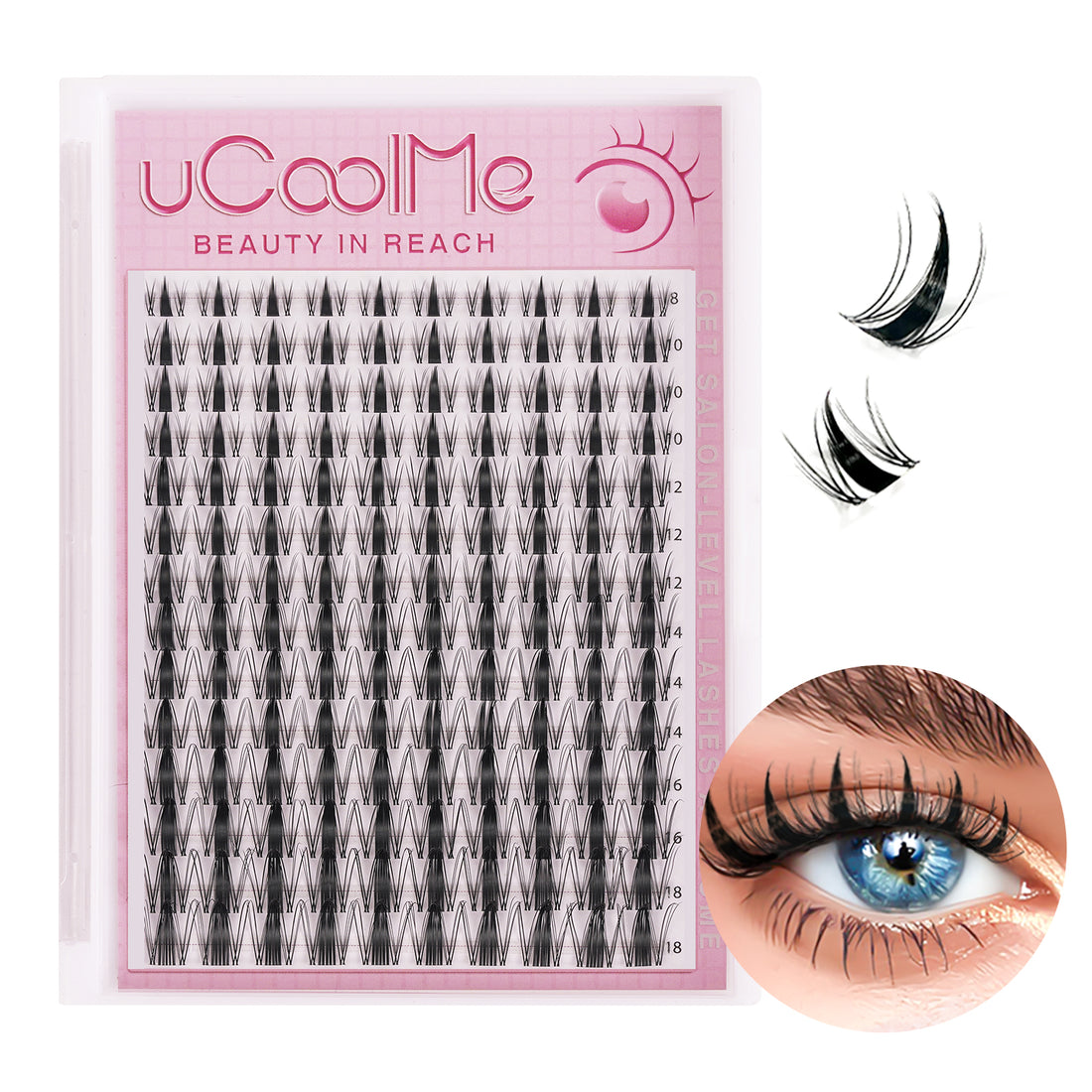 Fairy uCoolMe Lashes Clusters 8-18mm C Curl Manga Anime Eyelashes Extension 8-18mm (Lash Only)