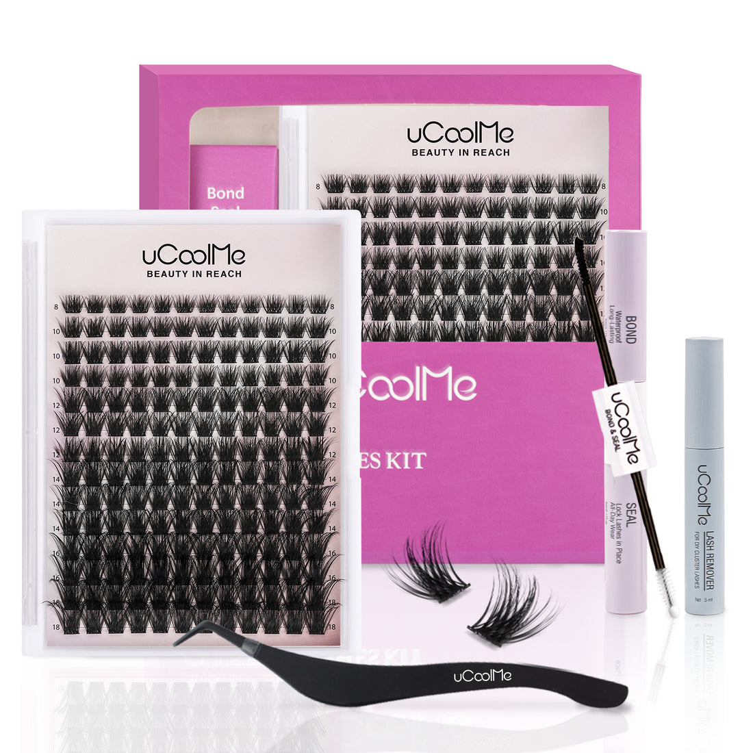 Flora uCoolme Lash Clusters Kit 8-18mm Length D curl Eye Makeup (049 Flora)