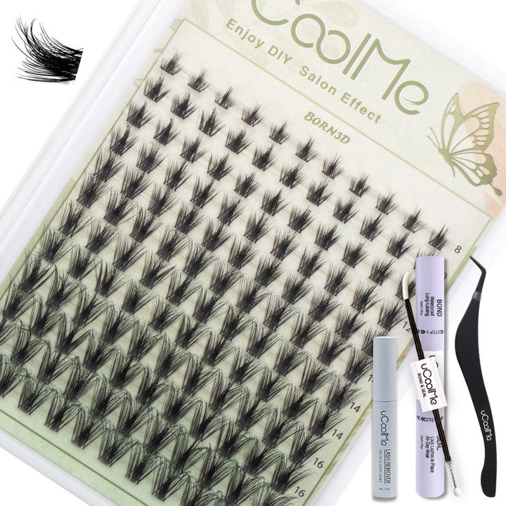 uCoolMe BORN 3D Spark Lashes Clusters 3d Natural Eyelashes Extension 8-18mm (SPARK) Lashes kit