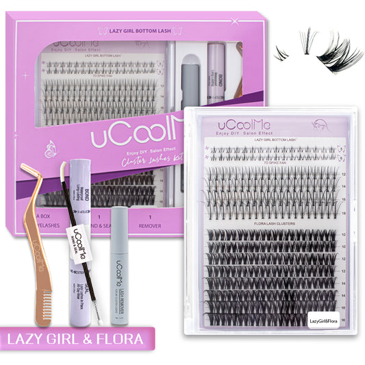 uCoolMe Lazy Girl Flora Style With Bottom Cluster Lashes Kit (Lazy Girl & Flora)
