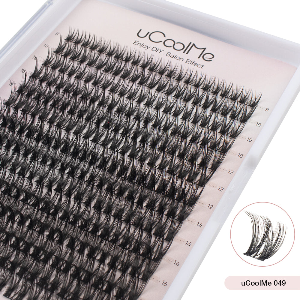 Kit de extensiones de pestañas DIY Flora Lash Clusters de uCoolme, longitud de 8 a 18 mm, rizo en D, maquillaje de ojos (049 Flora) Wispy