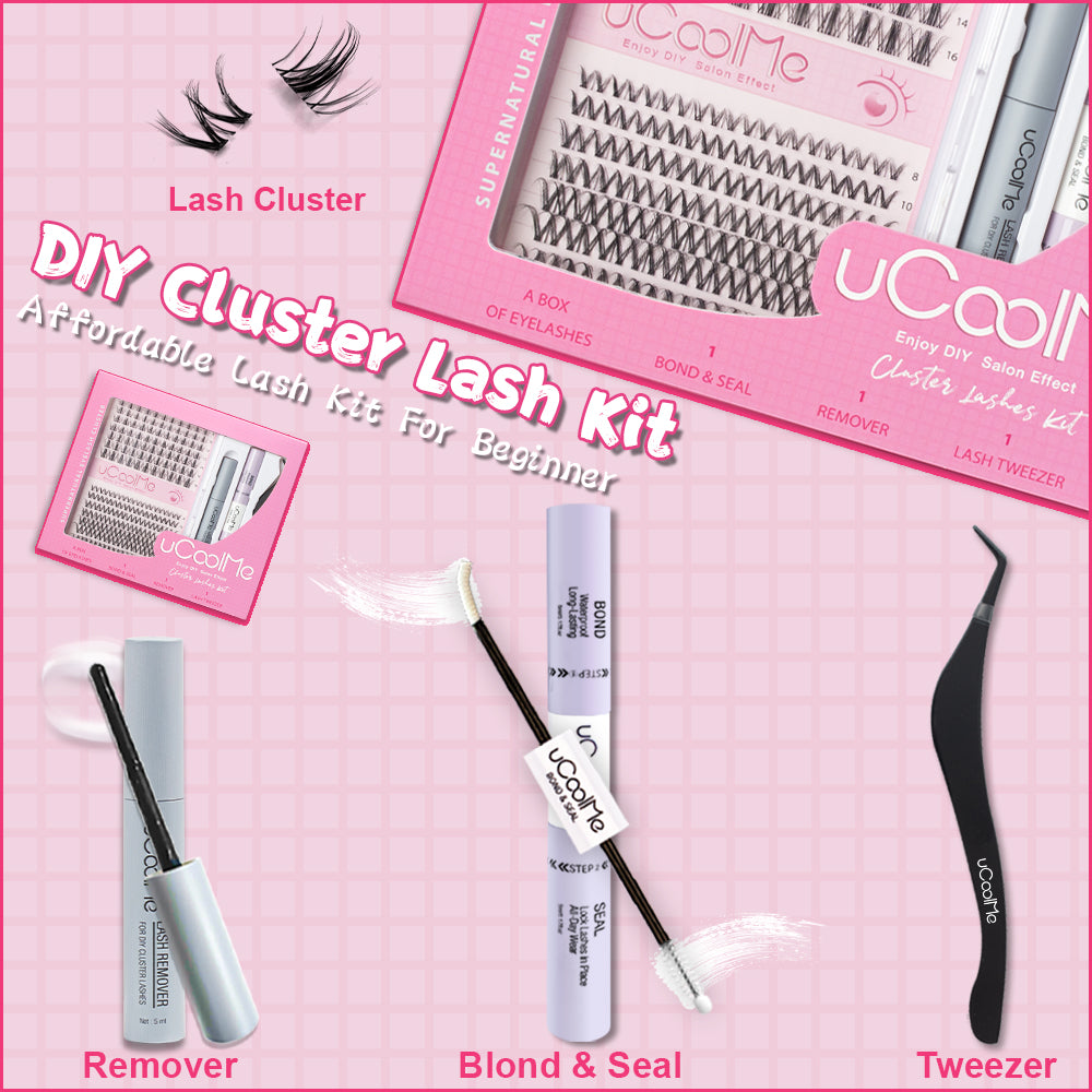 uCoolMe ENVY &amp; BELLA Lashes Clusters C Curl 140 Pcs Manga Anime Eyelashes Extension 8-18mm (ENVY+BELLA) Lashes kit