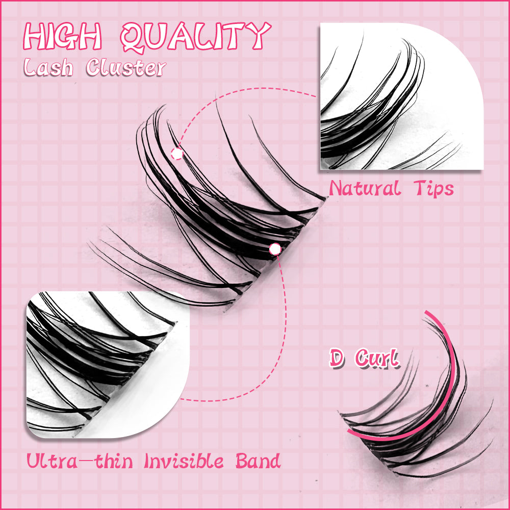 uCoolMe ENVY &amp; BELLA Lashes Clusters C Curl 140 Pcs Manga Anime Eyelashes Extension 8-18mm (ENVY+BELLA) Lashes kit