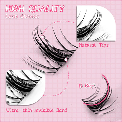 uCoolMe ENVY &amp; BELLA Lashes Clusters C Curl 140 Pcs Manga Anime Eyelashes Extension 8-18mm (ENVY+BELLA) Lashes kit