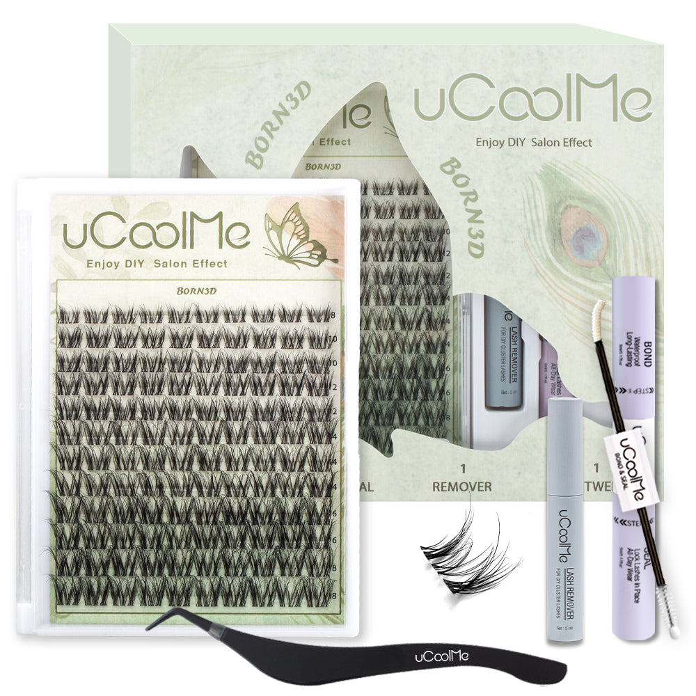 uCoolMe BORN 3D VIVI Lashes Clusters 3d Natural Eyelashes Extension 8-18mm (VIVI) Lashes kit