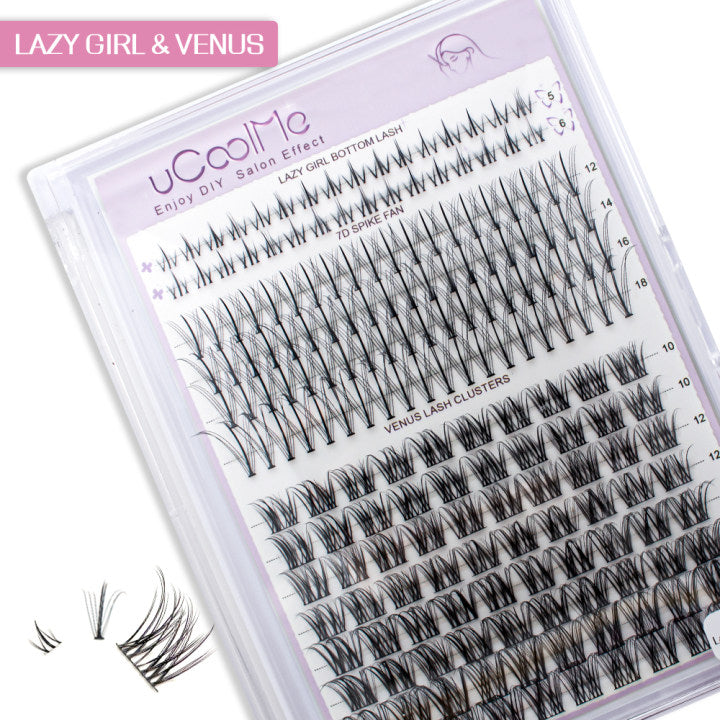 uCoolMe Lazy Girl Venus Style With Bottom Cluster Lashes Kit (Lazy Girl &amp; Venus)